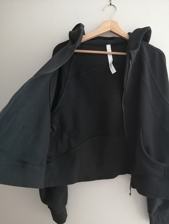 Lululemon Scuba Oversized Full Zip Hoodie Black Cropped Boxy Fit XL/XXL - Picture 9 of 15